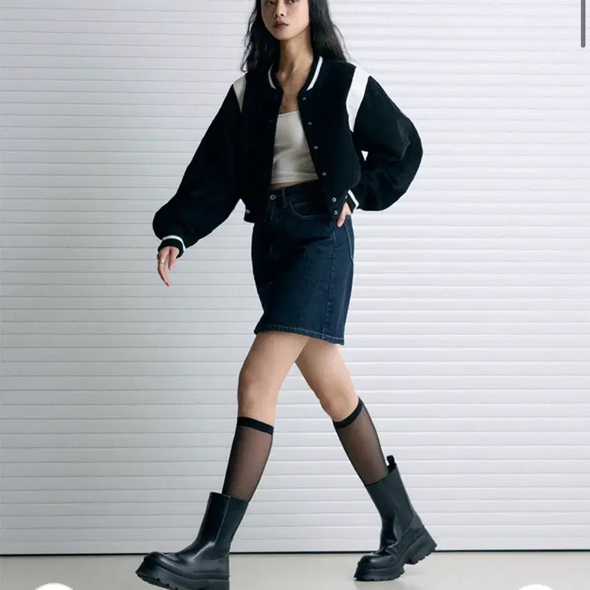 [BUNJANG] Leatherly Leather Varsity Teddy Jacket / 레더리 레더 바시티 테디 자켓