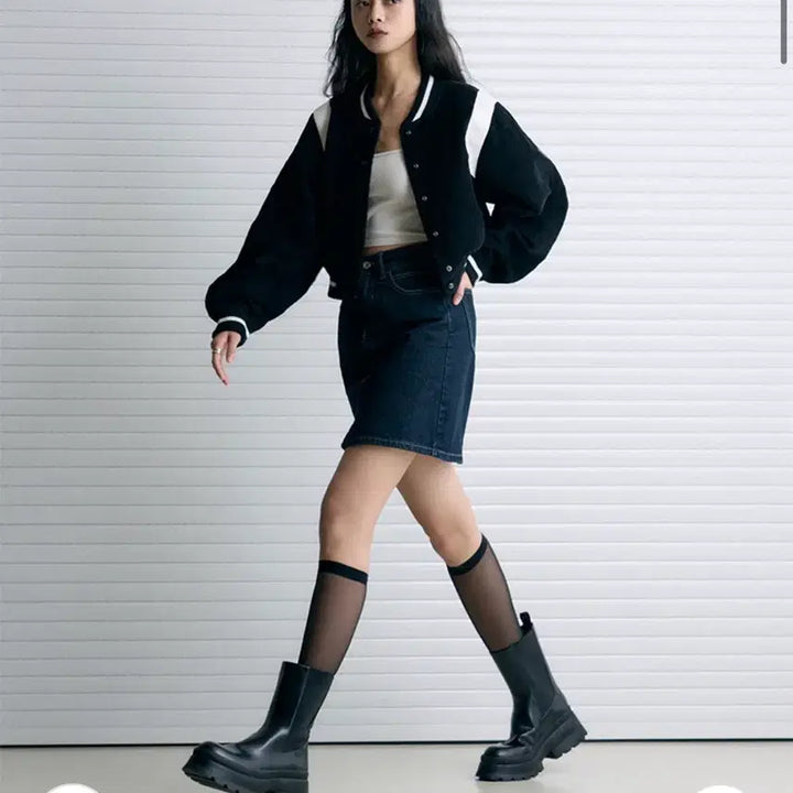 [BUNJANG] Leatherly Leather Varsity Teddy Jacket / 레더리 레더 바시티 테디 자켓