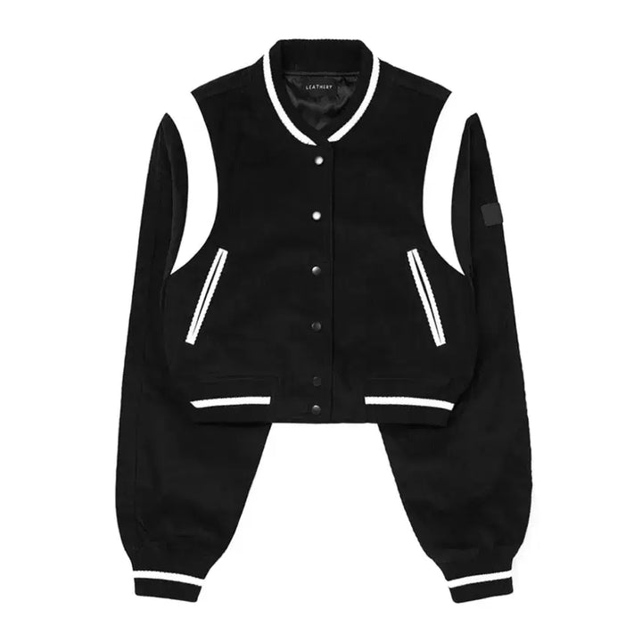 [BUNJANG] Leatherly Leather Varsity Teddy Jacket / 레더리 레더 바시티 테디 자켓