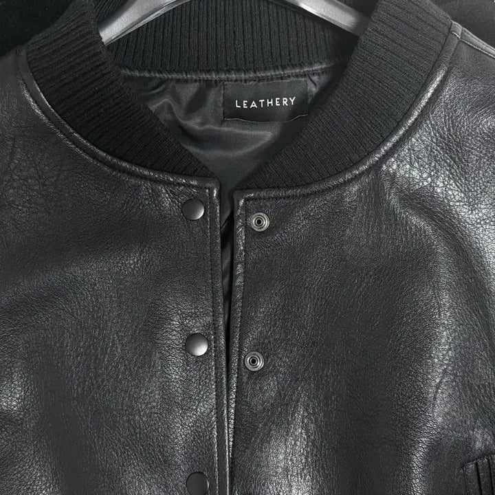 [BUNJANG] Leatherly Leather Varsity Teddy Jacket / 레더리 레더 바시티 테디 자켓