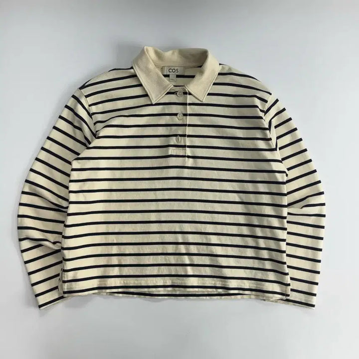 [SOLD OUT] Cos 코스 네이비 스트라이프 롱슬리브 카라티