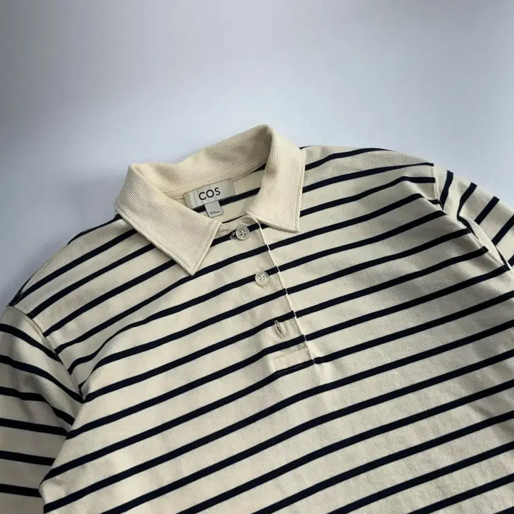 [SOLD OUT] Cos 코스 네이비 스트라이프 롱슬리브 카라티