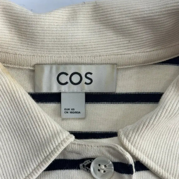 [SOLD OUT] Cos 코스 네이비 스트라이프 롱슬리브 카라티