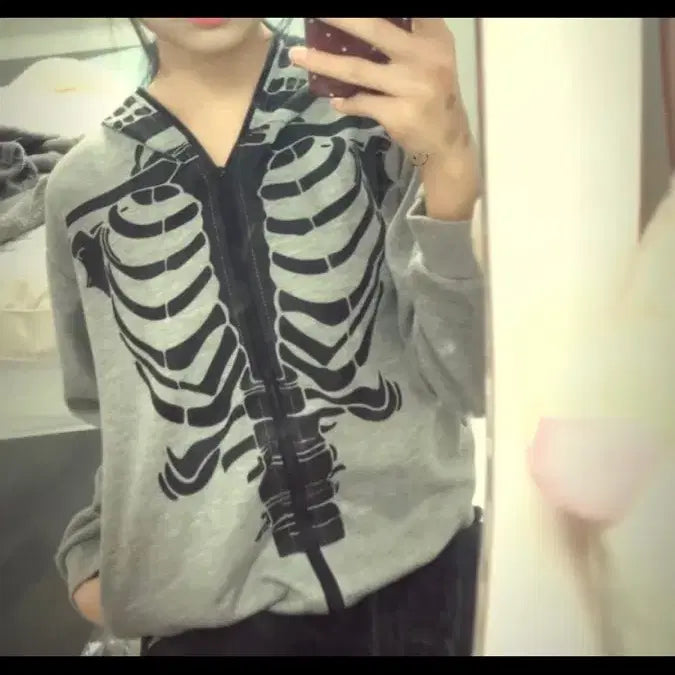 [BUNJANG] Gothic Punk Skull Hoodie Vintage Jacket / 해골 후드집업 고스펑크 고스로리 긱시크 빈티지 갸루
