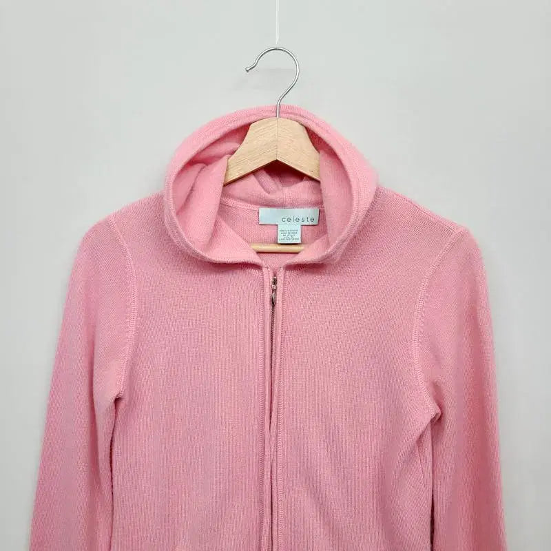 [BUNJANG] Celeste 100% Cashmere Hooded Zip-Up (Pink, S) / celeste 셀레스테 100% 캐시미어 후드 집업 (S/핑크)