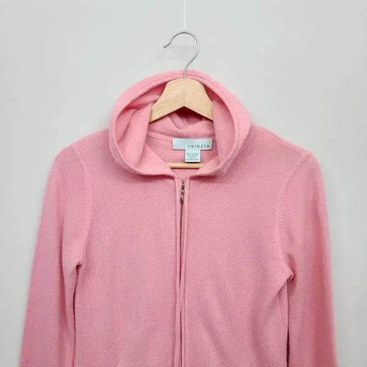 [BUNJANG] Celeste 100% Cashmere Hooded Zip-Up (Pink, S) / celeste 셀레스테 100% 캐시미어 후드 집업 (S/핑크)