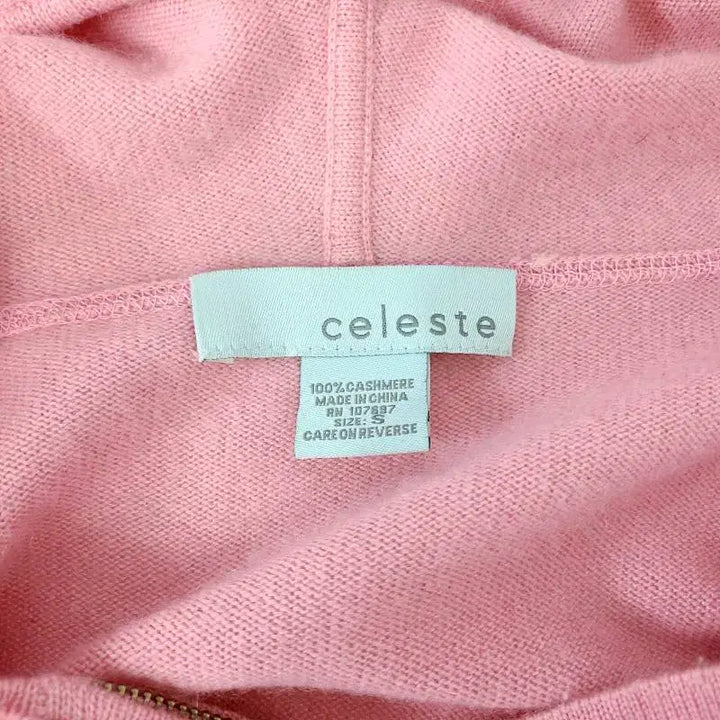 [BUNJANG] Celeste 100% Cashmere Hooded Zip-Up (Pink, S) / celeste 셀레스테 100% 캐시미어 후드 집업 (S/핑크)
