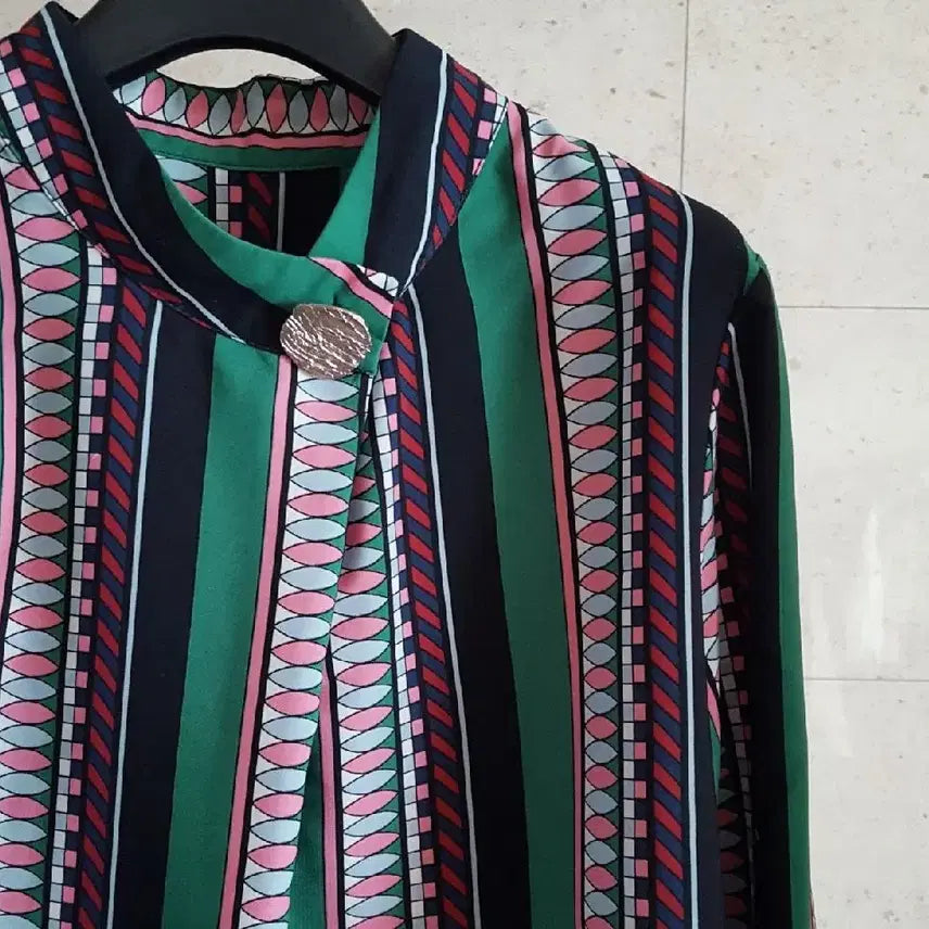[BUNJANG] Geometric Pattern China Blouse / 기하학패턴 차이나 블라우스