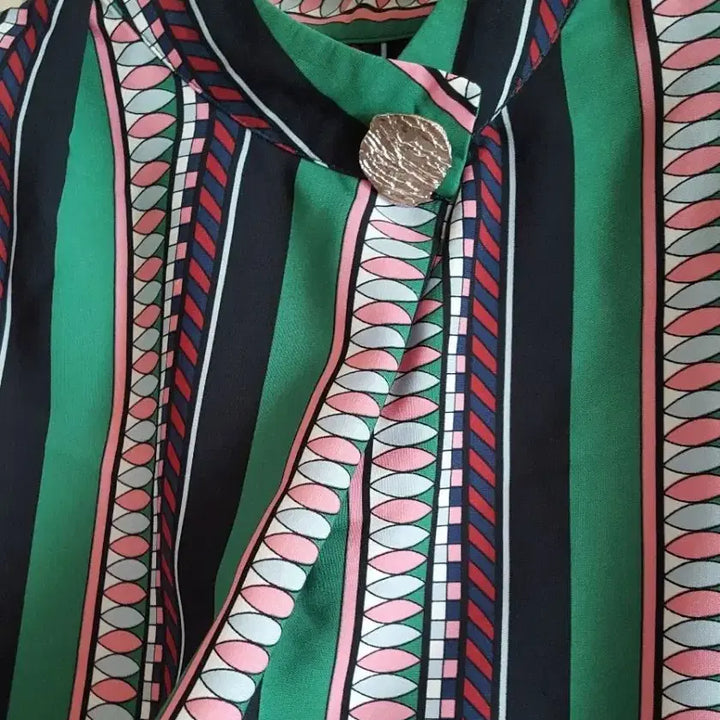 [BUNJANG] Geometric Pattern China Blouse / 기하학패턴 차이나 블라우스