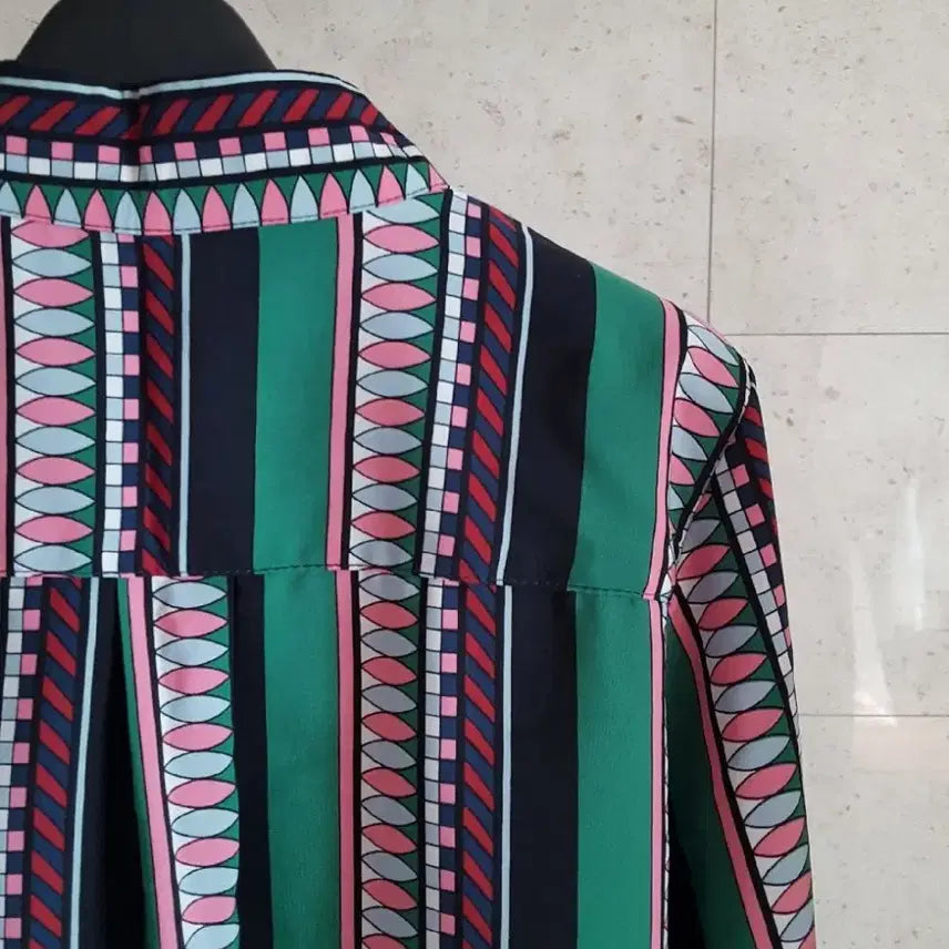[BUNJANG] Geometric Pattern China Blouse / 기하학패턴 차이나 블라우스