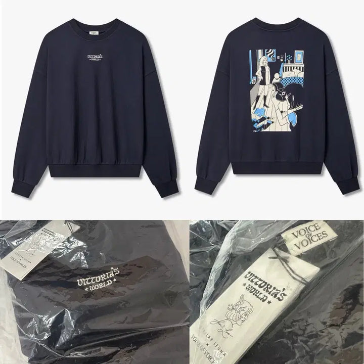 [BUNJANG] VOV Drop Shoulder Graphic Sweatshirt Navy / VOV 보브 백 그래픽 드롭 숄더 맨투맨 네이비 새상품  미개봉 m사이즈