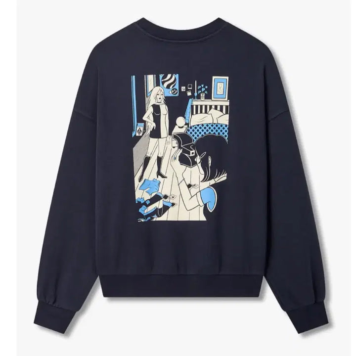[BUNJANG] VOV Drop Shoulder Graphic Sweatshirt Navy / VOV 보브 백 그래픽 드롭 숄더 맨투맨 네이비 새상품  미개봉 m사이즈