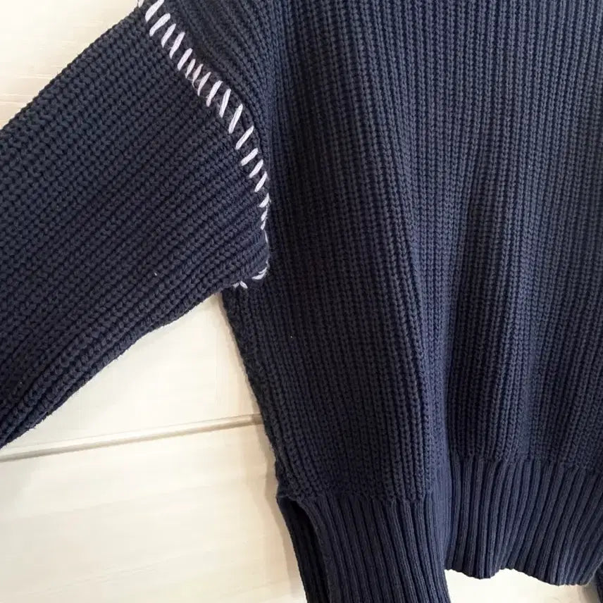 [BUNJANG] General Idea Stitch Cable Knit Sweater / 제너럴아이디어 스티치 케이블니트 (네이비/연보라)