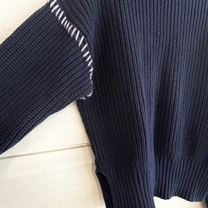 [BUNJANG] General Idea Stitch Cable Knit Sweater / 제너럴아이디어 스티치 케이블니트 (네이비/연보라)