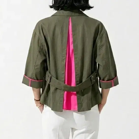 [BUNJANG] Herno Olive Green Crop Jacket / 정품 에르노(Herno) 여성 크롭 자켓  38사이즈 (올리브 그린)