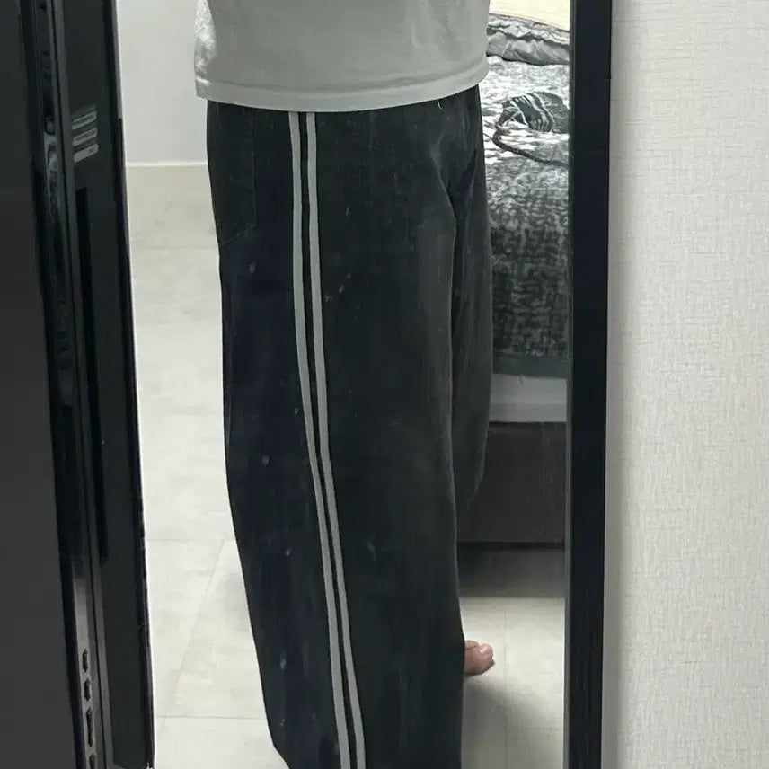 [BUNJANG] Black Denim Wide Leg Pants / 흑청 데님