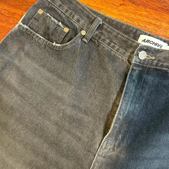 [BUNJANG] Black Denim Wide Leg Pants / 흑청 데님