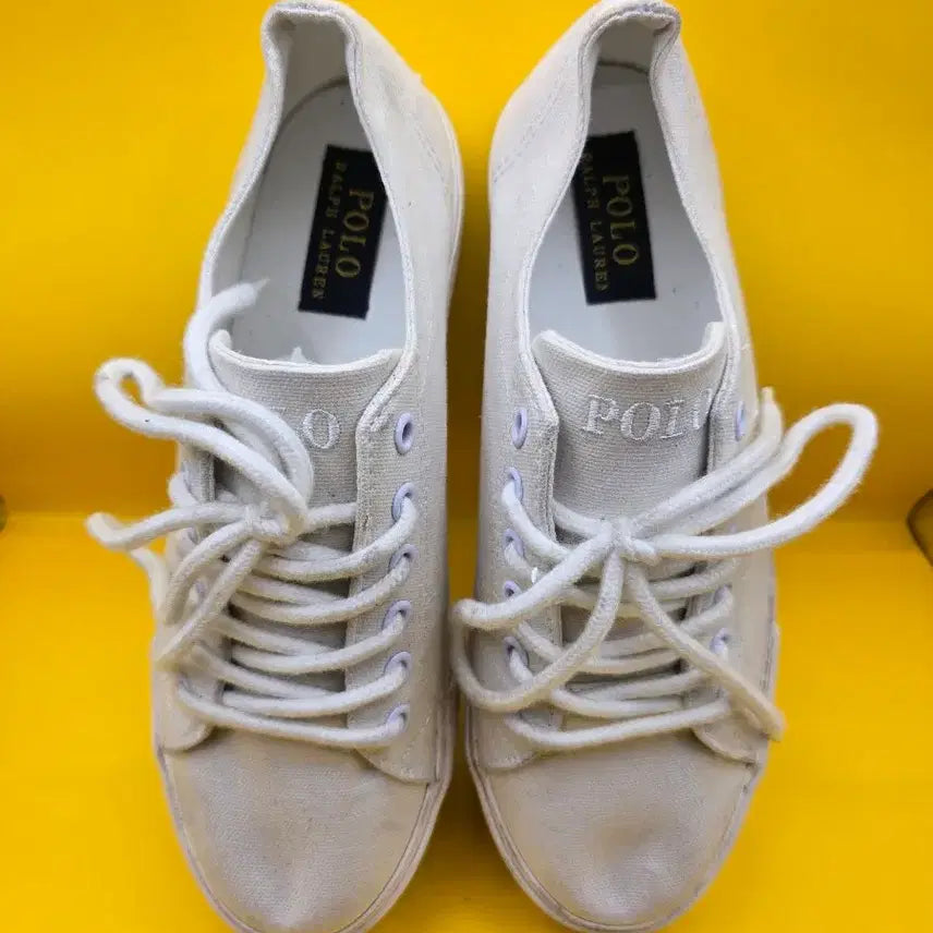 [BUNJANG] Polo Ralph Lauren Canvas Sneakers / 폴로 랄프로렌 캔버스 스니커즈 230 / 화이트