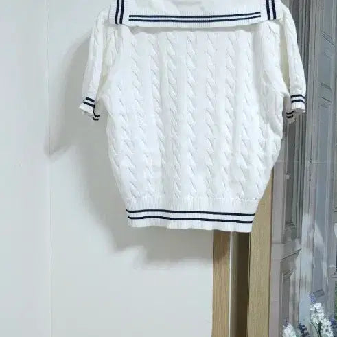 [BUNJANG] Rola Rola Sailor Collar Cable Knit Cardigan / 로라로라 세일러카라 케이블니트 반팔 가디건