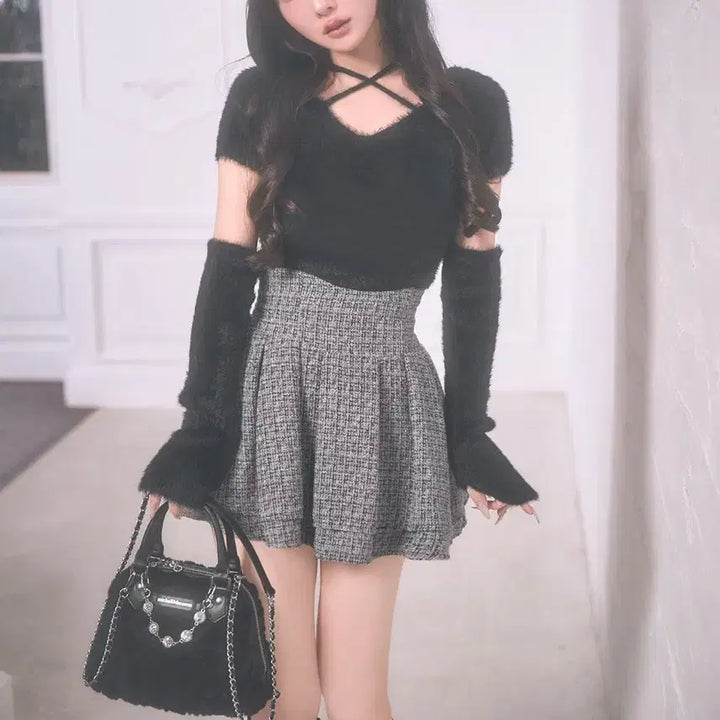 [BUNJANG] Michel Macaron Lame Tweed Mini Skirt / 미셸마카롱 라메 트위드 미각 스커트 치도리 일브스나걸리양지뢰양산형