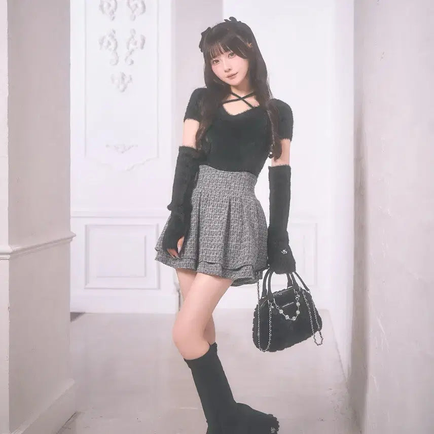 [BUNJANG] Michel Macaron Lame Tweed Mini Skirt / 미셸마카롱 라메 트위드 미각 스커트 치도리 일브스나걸리양지뢰양산형