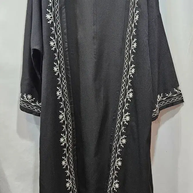[BUNJANG] Imported Black Embroidered Sheer Robe Nightgown / 일본수입 검정 자수장식 시스루 로브 나이트가운 M  ss1