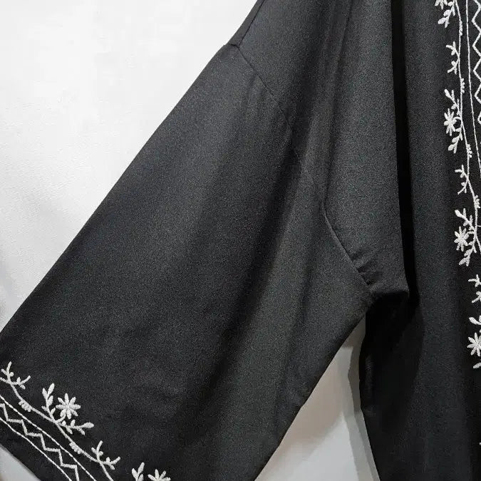 [BUNJANG] Imported Black Embroidered Sheer Robe Nightgown / 일본수입 검정 자수장식 시스루 로브 나이트가운 M  ss1