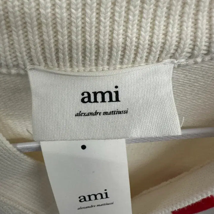 [BUNJANG] AMI Intarsia Big Logo Cardigan (Ivory) - M / 아미 인타르시아 빅로고 가디건 m