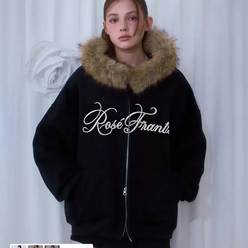 [BUNJANG] Rozefranz Fur Hooded Zip-Up Black / 로제프란츠 Fur 후드 집업 블랙