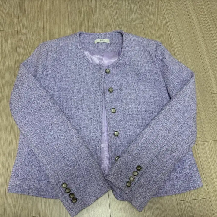 [BUNJANG] Lavender Tweed Collarless Jacket / 라벤더 트위드 노카라 자켓