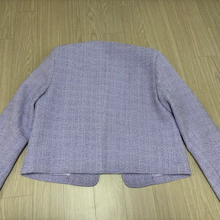 [BUNJANG] Lavender Tweed Collarless Jacket / 라벤더 트위드 노카라 자켓