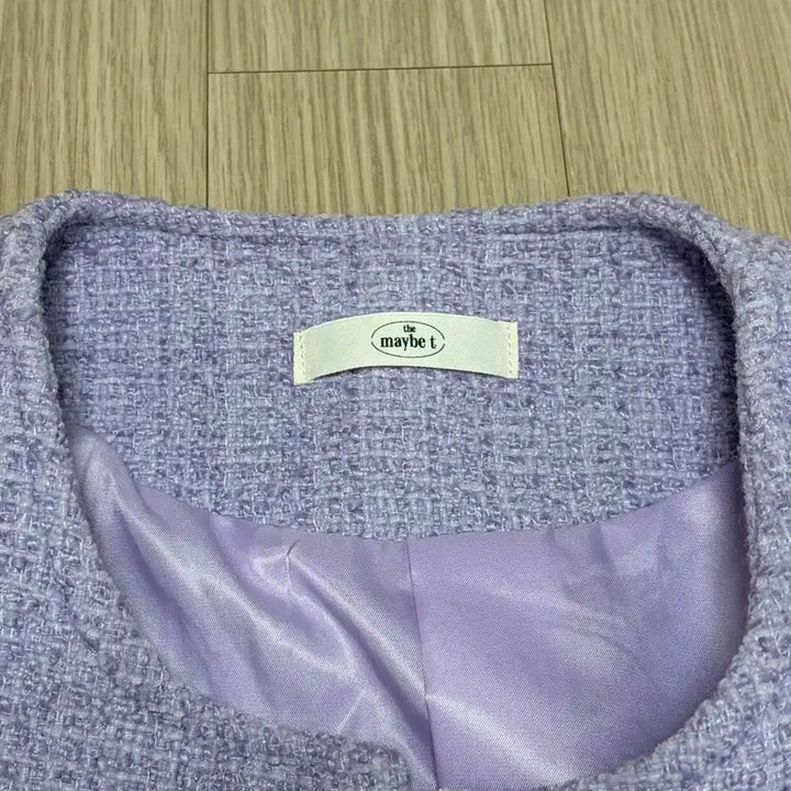 [BUNJANG] Lavender Tweed Collarless Jacket / 라벤더 트위드 노카라 자켓