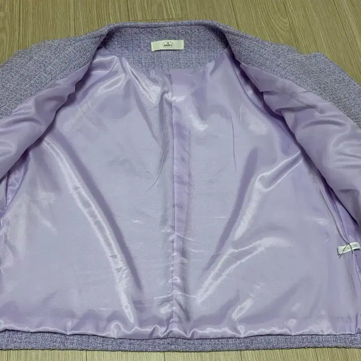 [BUNJANG] Lavender Tweed Collarless Jacket / 라벤더 트위드 노카라 자켓