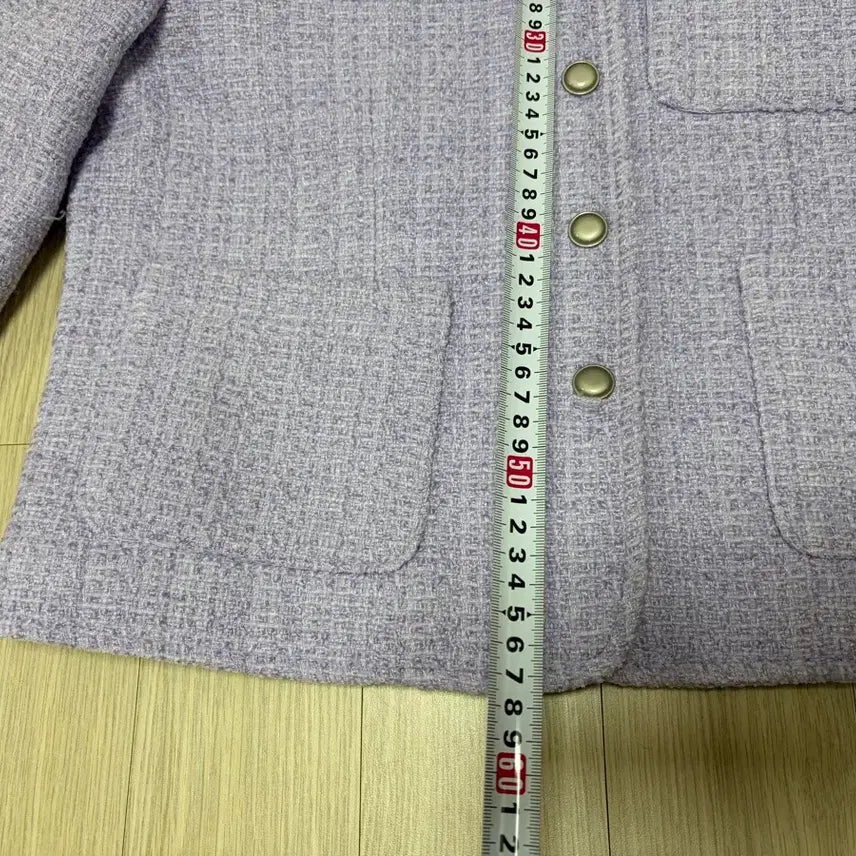 [BUNJANG] Lavender Tweed Collarless Jacket / 라벤더 트위드 노카라 자켓