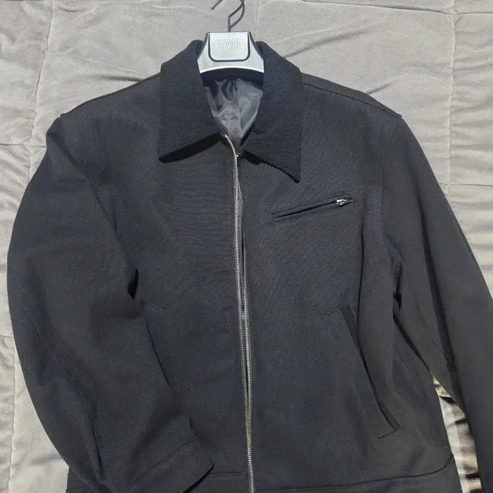 [BUNJANG] Drawfit Contrast Work Trucker Jacket - Black / 드로우핏 콘트라스트 워크 트러커 자켓 black