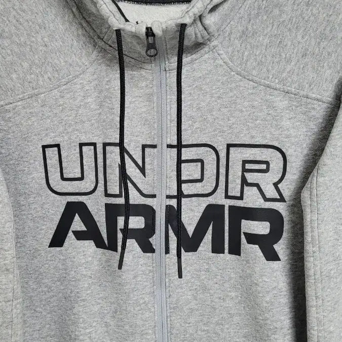 [BUNJANG] Under Armour Grey Big Logo Cotton Sweat Hoodie Zip-Up Jacket / [100]언더아머 그레이 빅로고프린팅 코튼 스웻 후드집업자켓 100