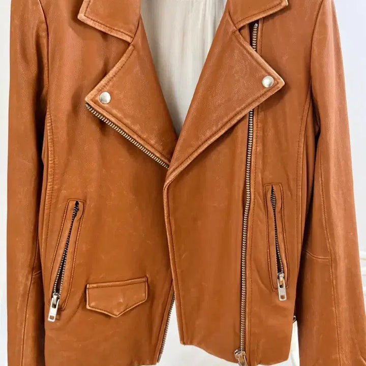 [BUNJANG] Camel Leather Jacket / 여성 카멜 레더자켓