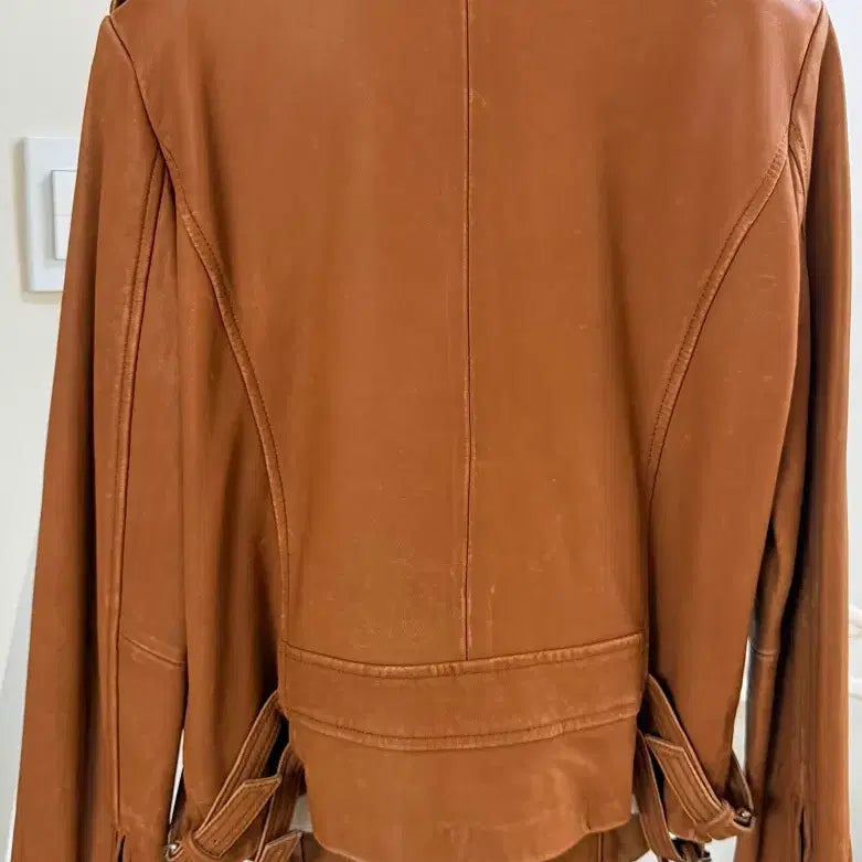 [BUNJANG] Camel Leather Jacket / 여성 카멜 레더자켓