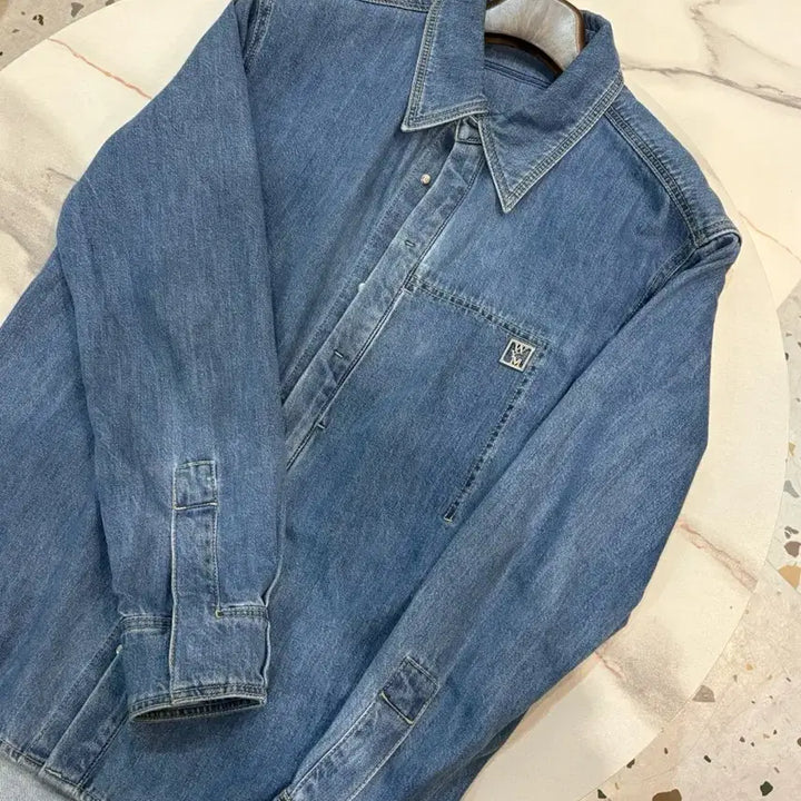 [BUNJANG] Wooyoungmi Back Square Tab Denim Jacket / 우영미 백스퀘어탭 청자켓 48사이즈