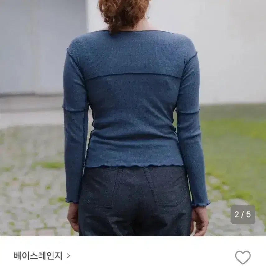 [BUNJANG] Baserange Cinder Long Sleeve Tee (Denim Cotton) - Size S / 베이스레인지 CINDER LONG SLEEVE TEE (DENIM COT