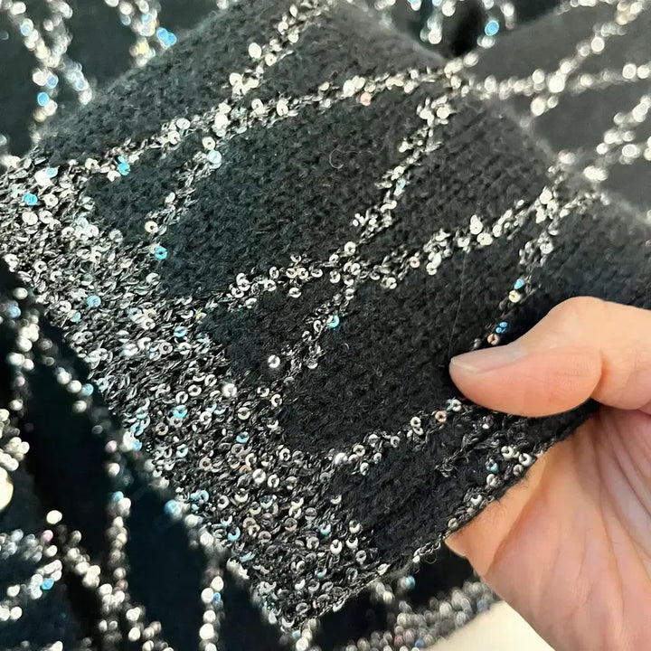 [BUNJANG] Black Pearl Tweed Sequin Cardigan Jacket / 블랙 펄 트위드 가디건 자켓 66