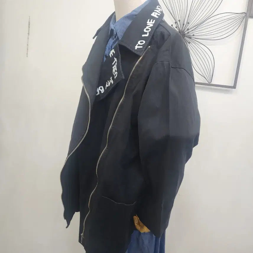 [BUNJANG] VAN AKE Lettering Black Jacket / 반 에이크 VAN AKE  레터링 블랙  자켓 free