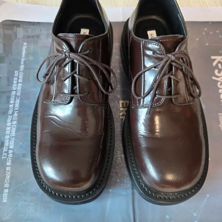 [BUNJANG] Lost Garden Derby Burgundy Brown Shoes / 로스트 가든 포릭(forik) 더비 버건디 브라운 240