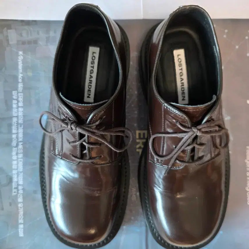 [BUNJANG] Lost Garden Derby Burgundy Brown Shoes / 로스트 가든 포릭(forik) 더비 버건디 브라운 240