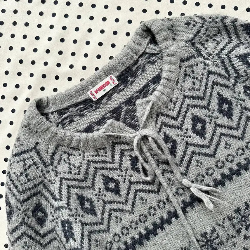 [BUNJANG] McGregor Gray Nordic 3/4 Sleeve Knit Sweater / jpn 일본빈티지 맥그리거 그레이 노르딕 7부니트 모리걸 히피 하구미