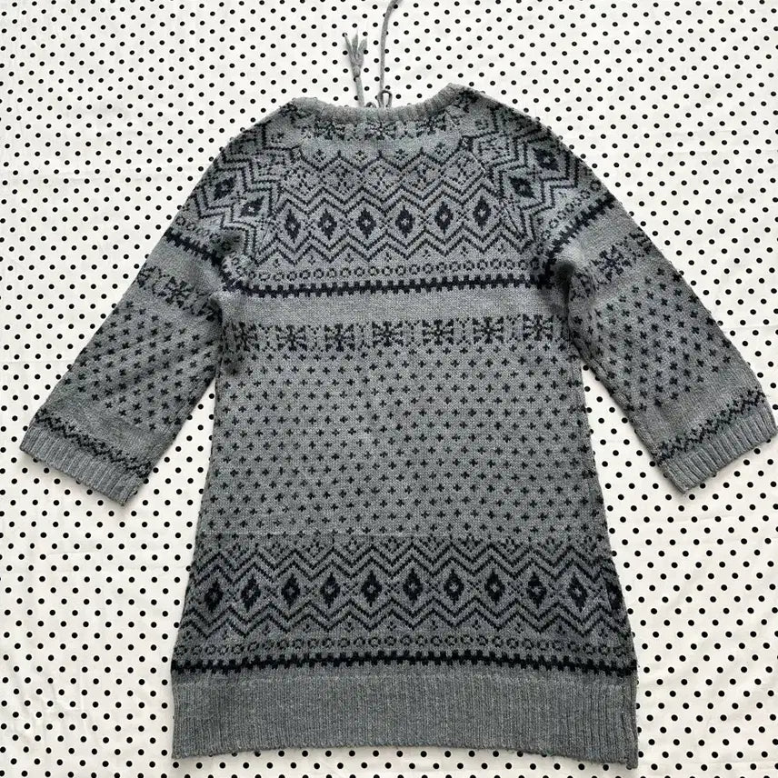 [BUNJANG] McGregor Gray Nordic 3/4 Sleeve Knit Sweater / jpn 일본빈티지 맥그리거 그레이 노르딕 7부니트 모리걸 히피 하구미
