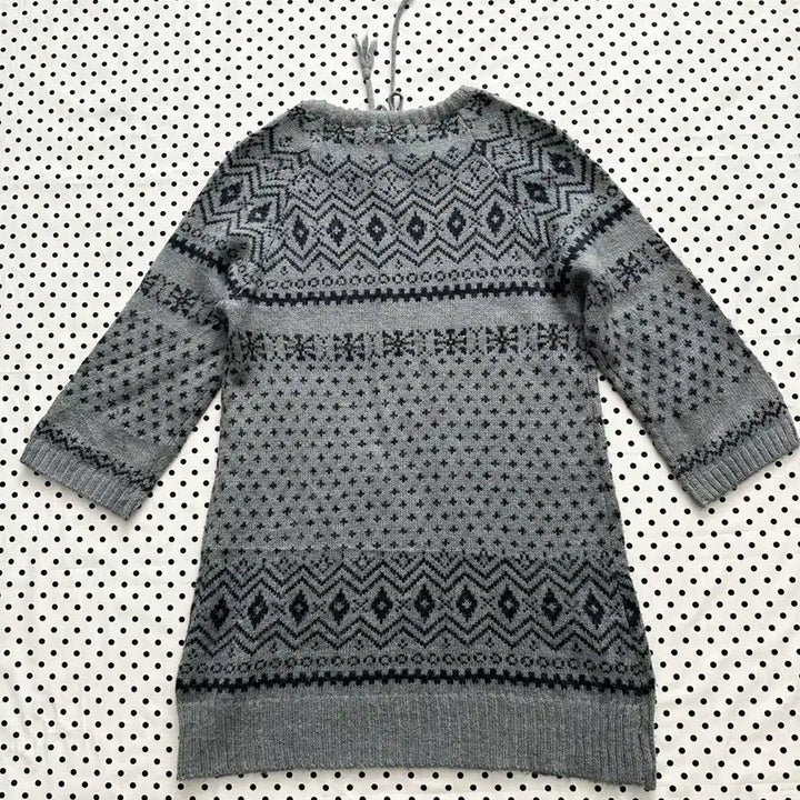 [BUNJANG] McGregor Gray Nordic 3/4 Sleeve Knit Sweater / jpn 일본빈티지 맥그리거 그레이 노르딕 7부니트 모리걸 히피 하구미