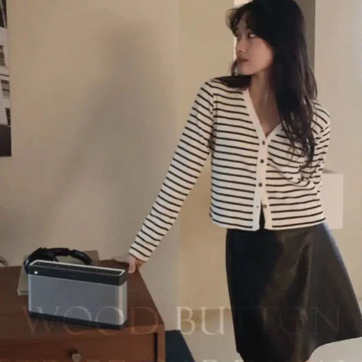 [BUNJANG] Slow and Made Woody Stripe Cotton Cardigan / (미착용, 새상품) 슬로우앤드 made. 우디 스트라이프 코튼 가디건