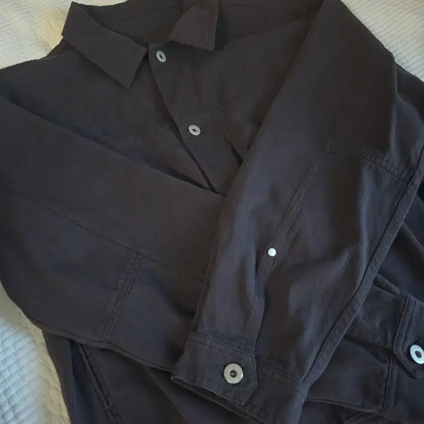 [BUNJANG] Politeuro Used Trucker Jacket 2.0 Washed Cotton Purple Charcoal (L) / 폴리테루 유즈드 트러커 자켓 2.0 워시드코튼 퍼플 차콜 3(L)