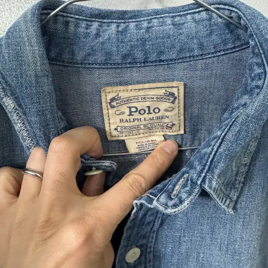 [BUNJANG] Polo Ralph Lauren Chambray Denim Shirt / 폴로 랄프 로렌 100 신형라벨 국내매장판 샴브레이 데님 인디고